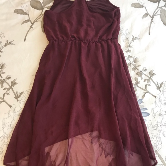 Garage | Hi-lo Flowy Burgundy Dress - Picture 3 of 5